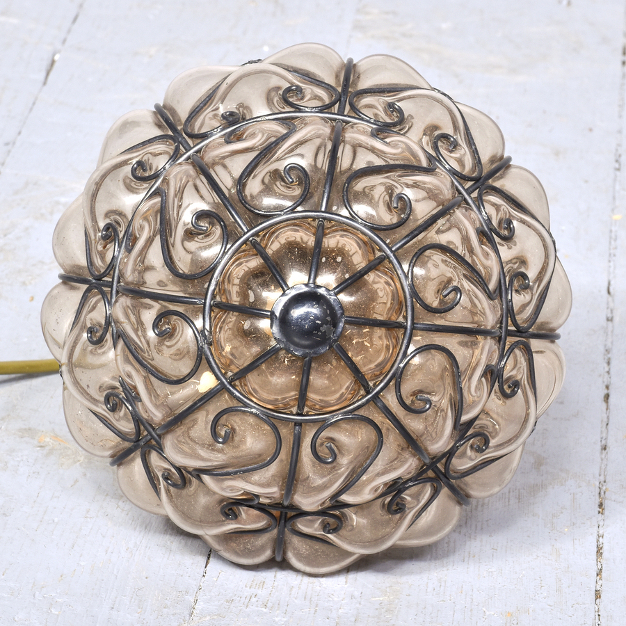 Antique Set of 4 Murano-type Basket Light Fittings 