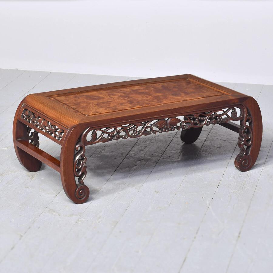 Qing Period Chinese Rosewood and Burr Wood low table