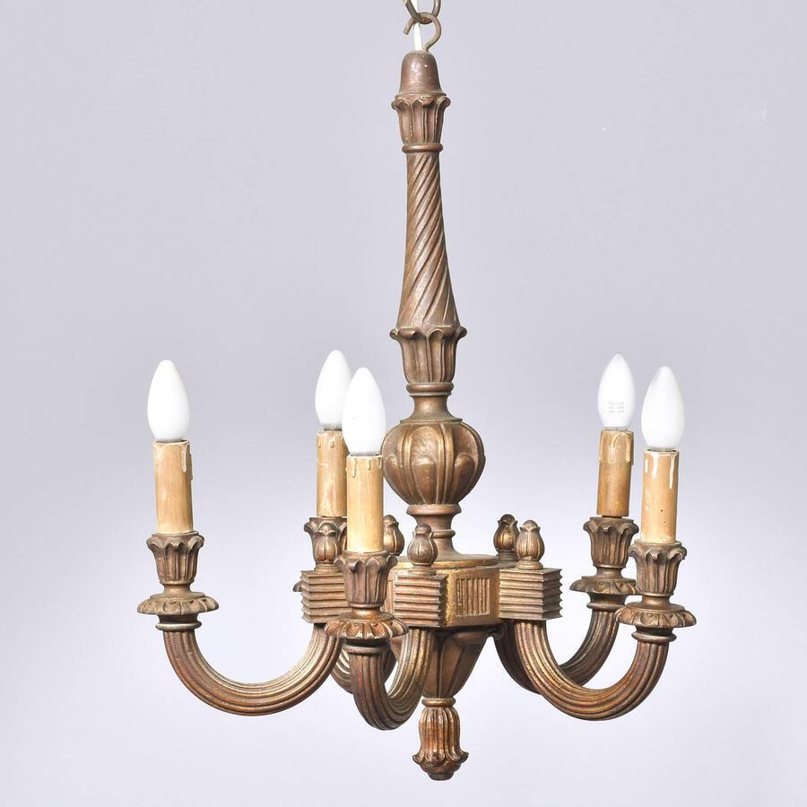 French Vintage Crystal & Brass Chandelier - Fireside Antiques