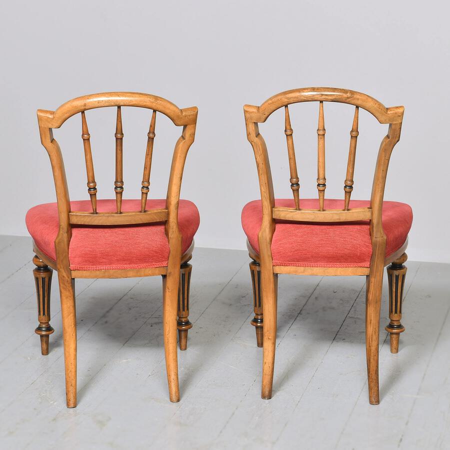 Antique Pair of Victorian Walnut and Ebonized Side Chairs