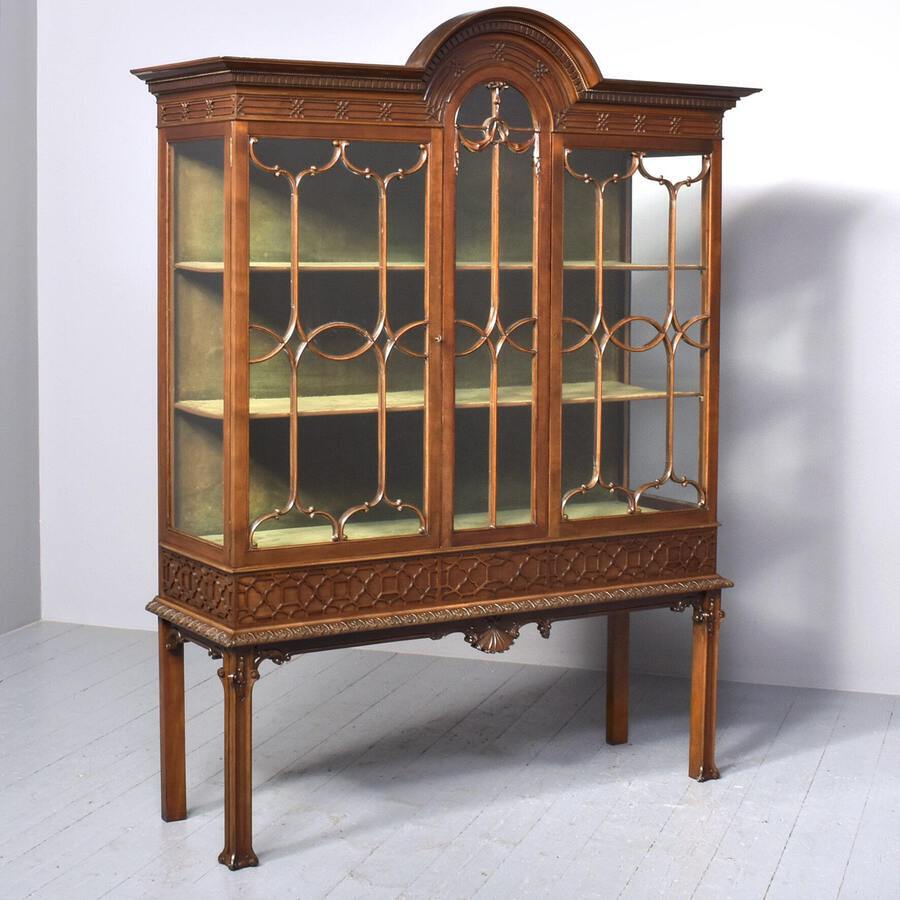 Antique Antique Chinese Chippendale Mahogany Display Cabinet