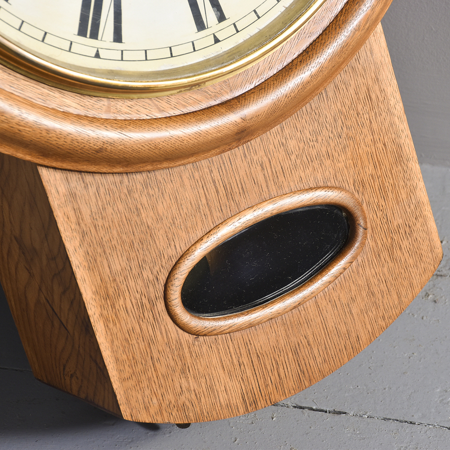 Antique Large Victorian Oak Drop Dial Regulator Wall Clock
