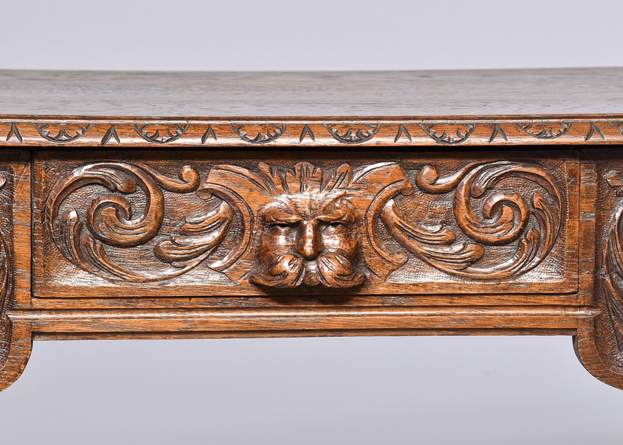 Antique Victorian Carved Oak Side Table