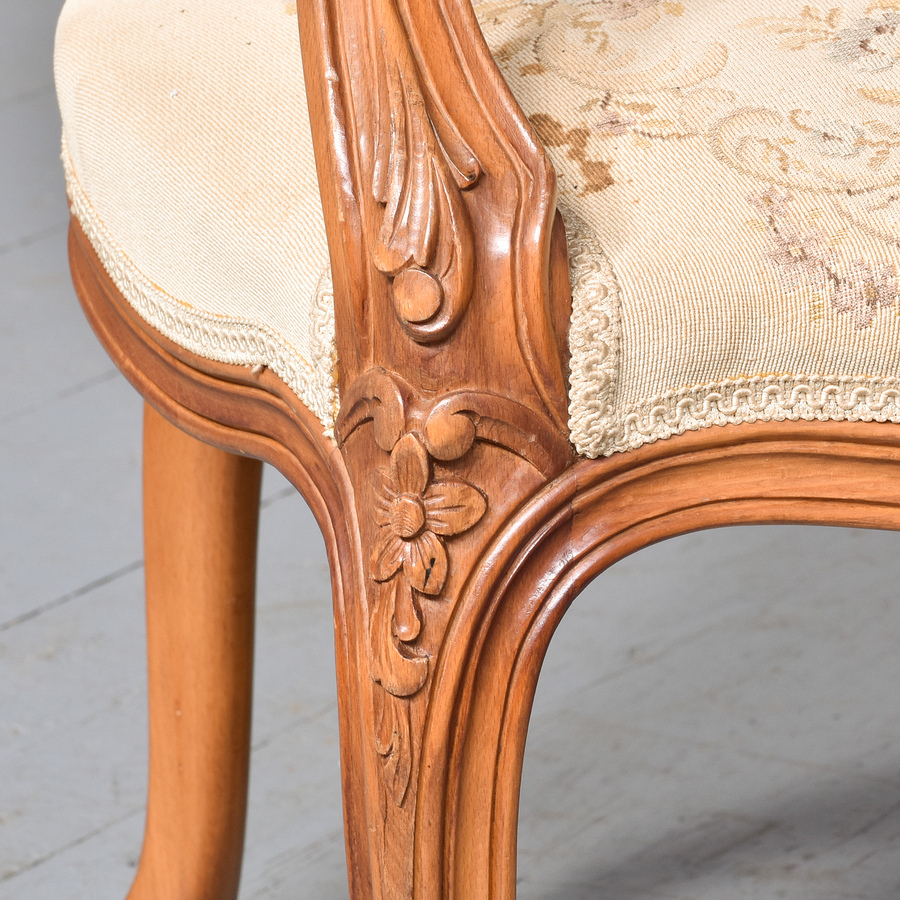 Antique Pair of Louis XV-Style Open Armchairs (Fauteuils).