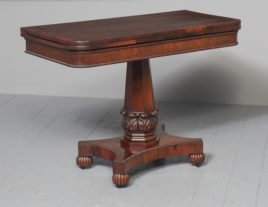 Antique Antique William IV Rosewood Fold Over Tea Table