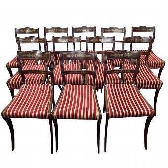 Set of 12 Scottish Regency Rosewood Dining Chairs
