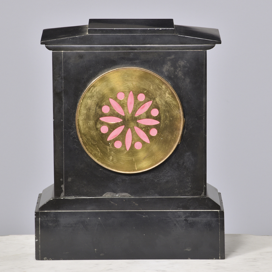 Antique Victorian Marble and Malachite Inlaid Clock