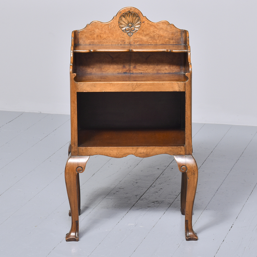 Antique Neat Sized Burr Walnut Bookcase or Bedside Cabinet