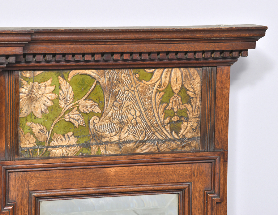 Antique Attractive Arts & Crafts Mahogany Over-Mantel Mirror