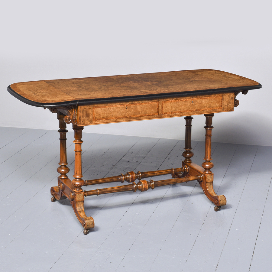 Antique Inlaid Freestanding Burr Walnut Sofa Table
