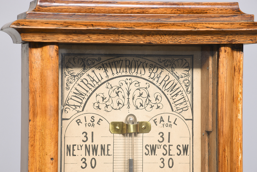 Antique Oak Cased Barometer by Admiral Fitzroy