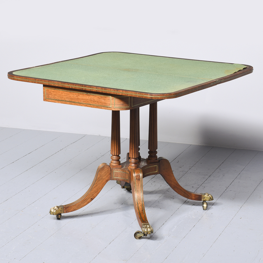 Antique  Regency Brass-Inlaid Rosewood Games Table