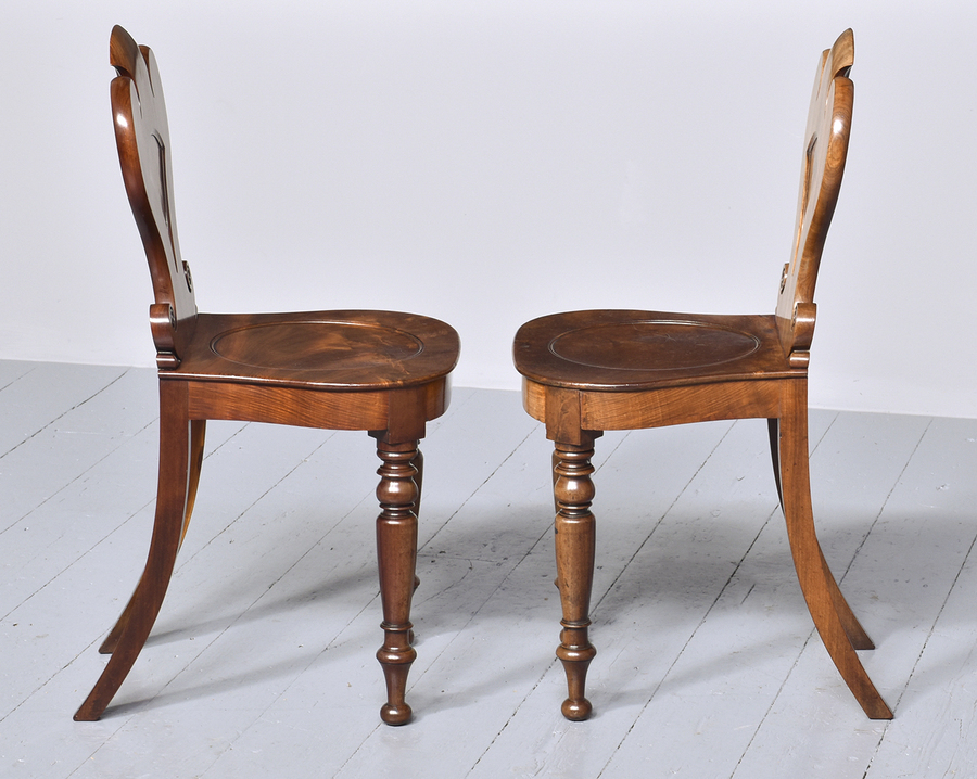 Antique Exhibition Quality Pair of Mahogany William IV Hall Chairs