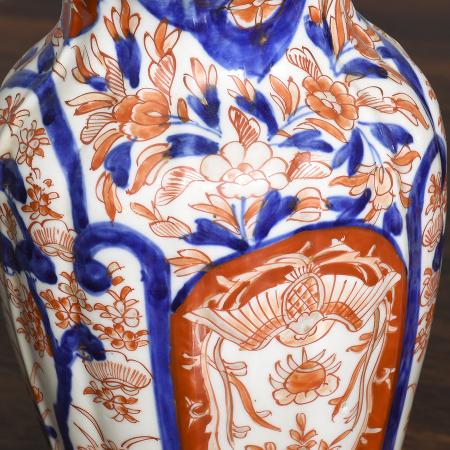 Antique Pair of Fluted Imari Vases
