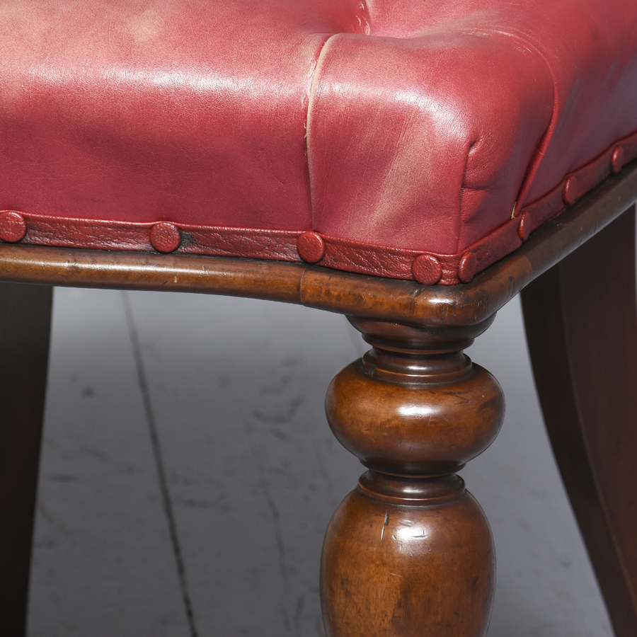 Antique Pair of William IV Mahogany and Leather Upholstered Library Chairs