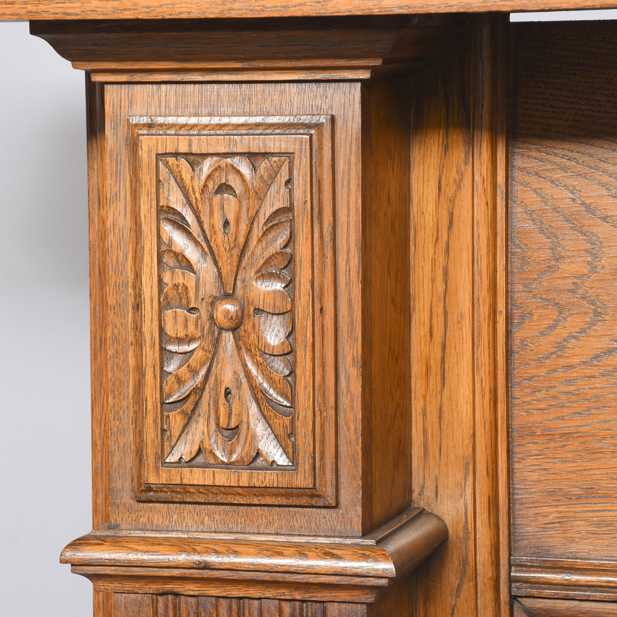 Antique Edwardian Carved Oak Mantelpiece
