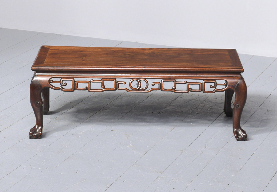 Antique Chinese Hardwood Low or Kang Table In Figured Rosewood