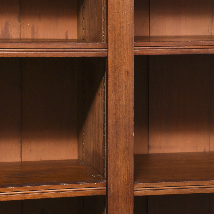 Antique Double Fronted Mahogany Open Bookcase