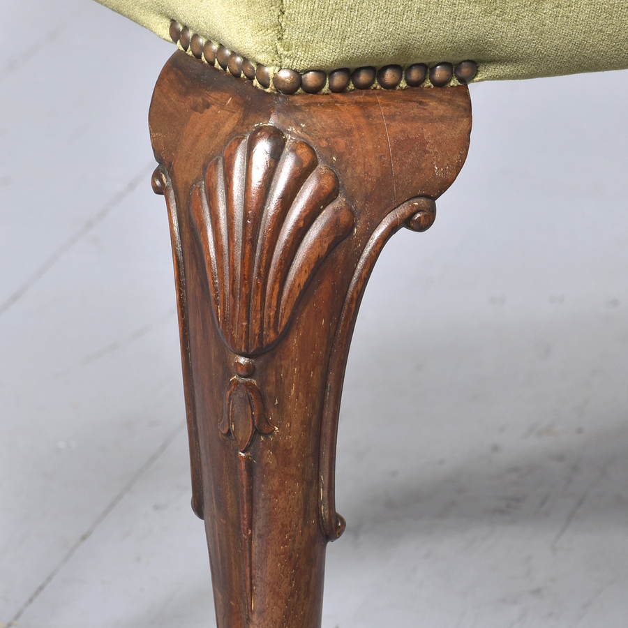 Antique Georgian Style Walnut Stool with Embroidered Upholstery