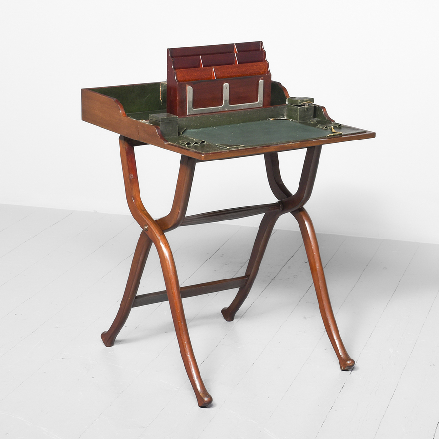 Antique Mahogany Folding Travelling-Military Desk