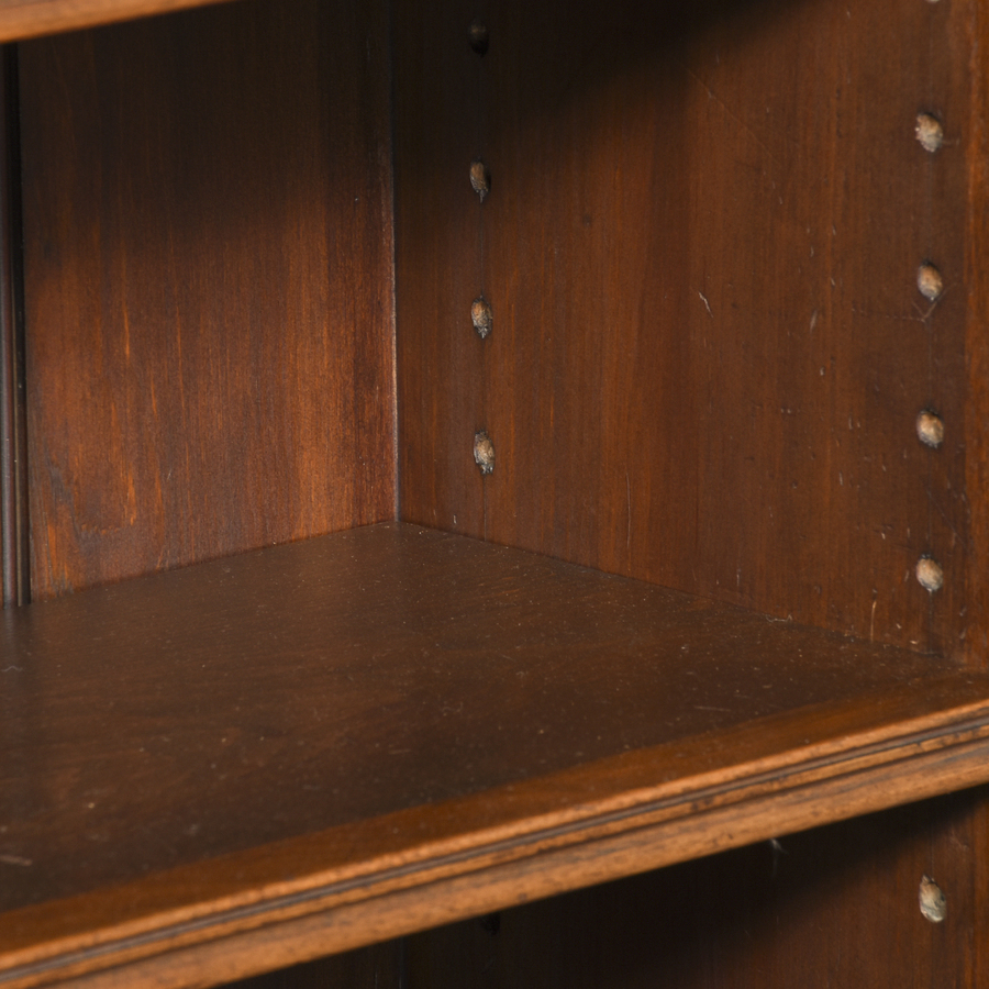 Antique Late Victorian Dark Walnut Open Bookcase 