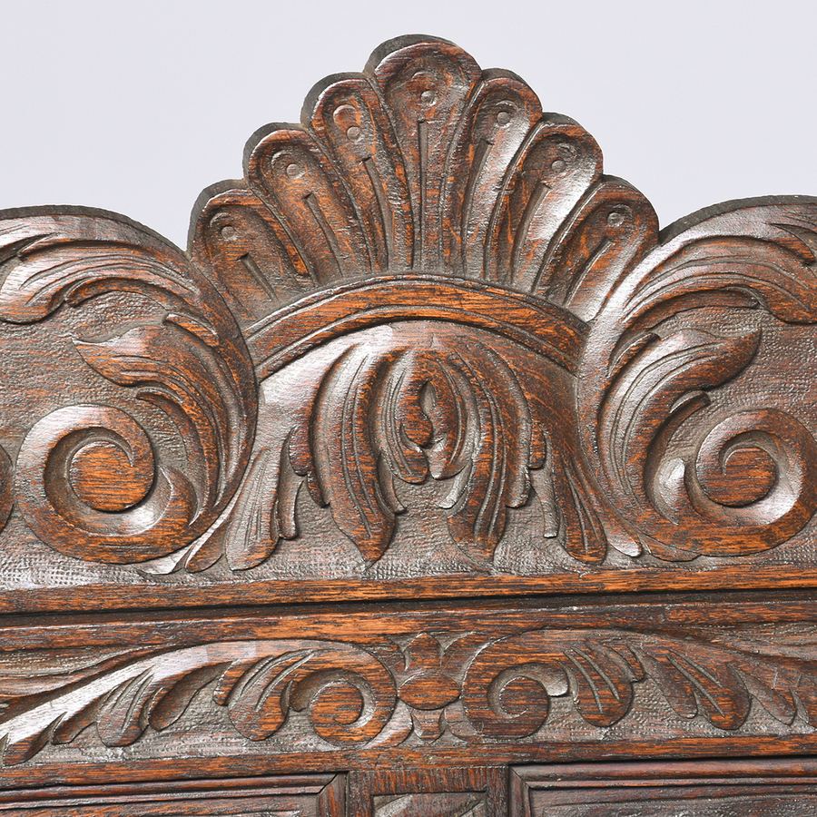 Antique A Large Victorian Carved Oak Hall Bench