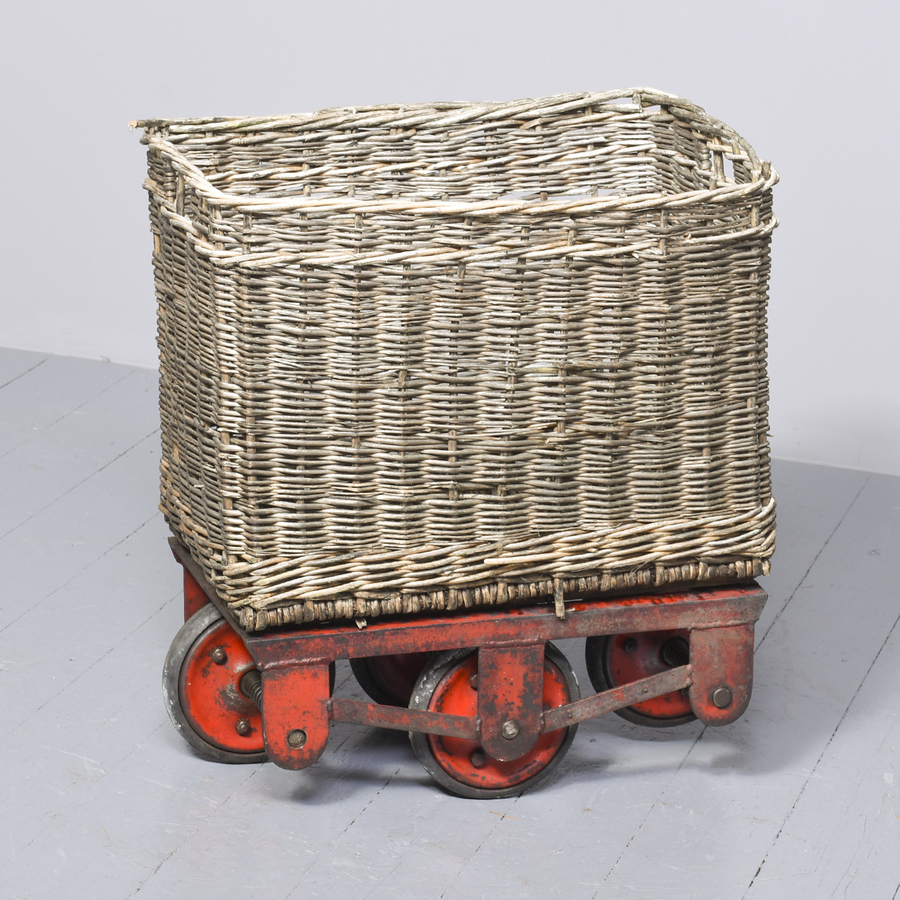 Antique Industrial Basket on Wheels