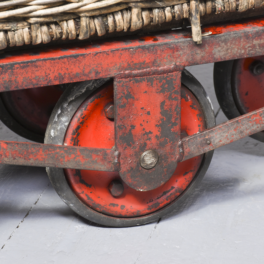 Antique Industrial Basket on Wheels