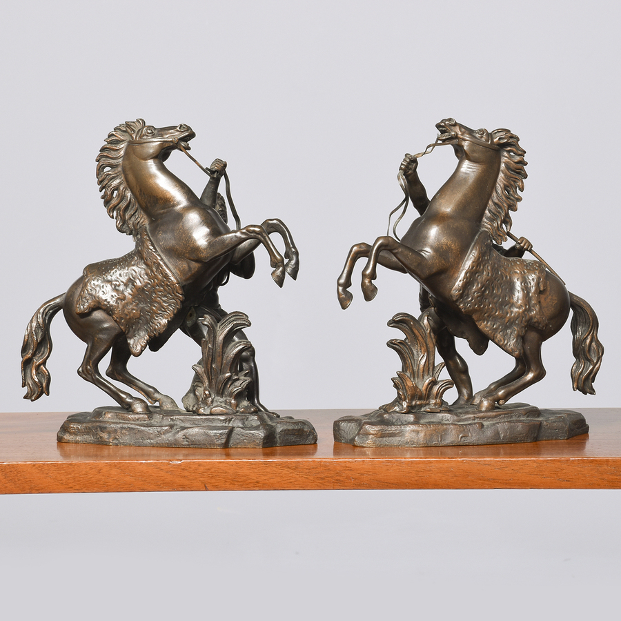 Antique Pair of Bronze Marley Horses