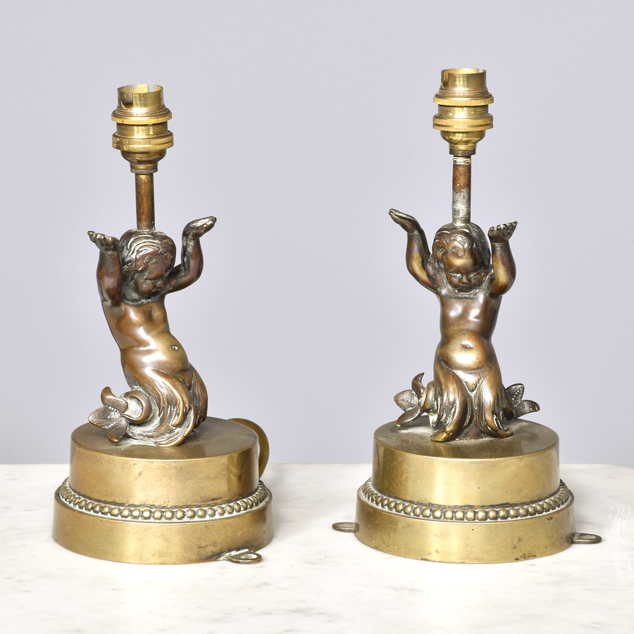 Pair of Cast Bronze lamps