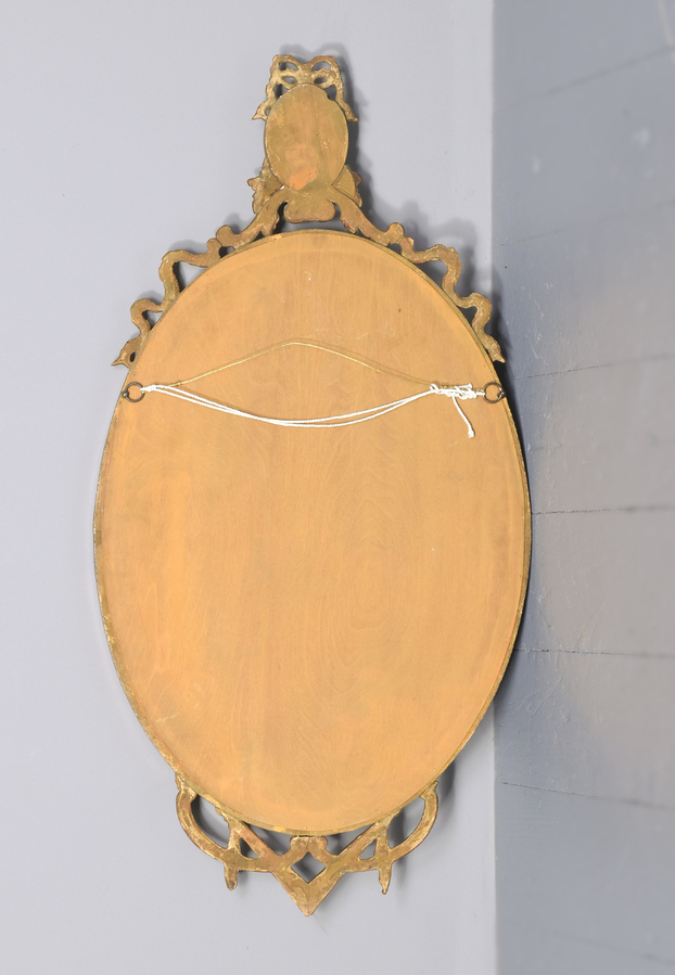 Antique Edwardian Continental Gilt Oval Wall Mirror