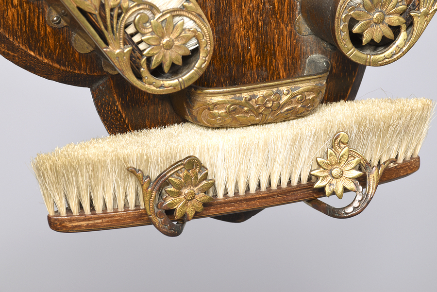 Antique Oak & Gilded Brush Set