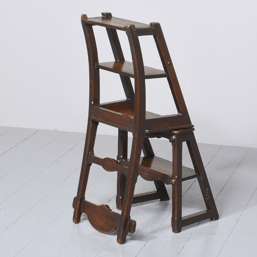 Antique Aesthetic Movement Oak Metamorphic Library Chair