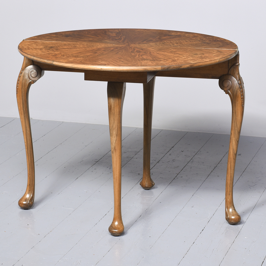 Antique George II Style Figured Walnut Fold Over Table