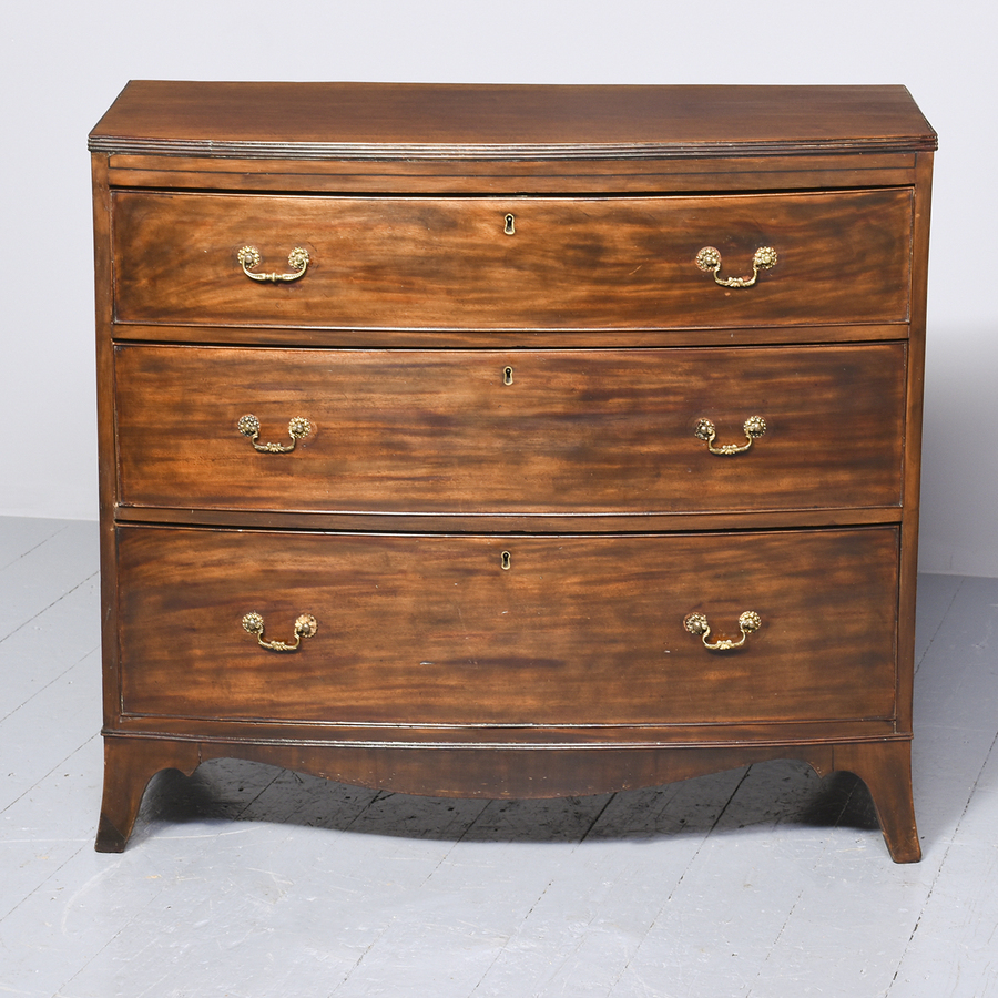 Antique George III Neat-Sized Bowfront Mahogany Chest