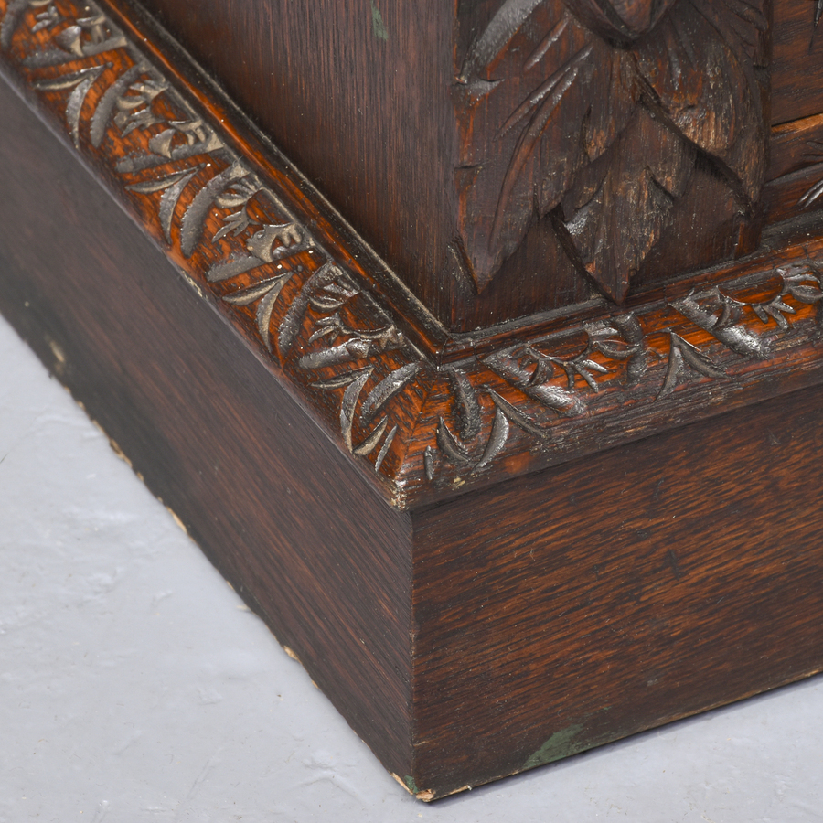 Antique Impressive Late Victorian Flemish Carved Oak Open Bookcase