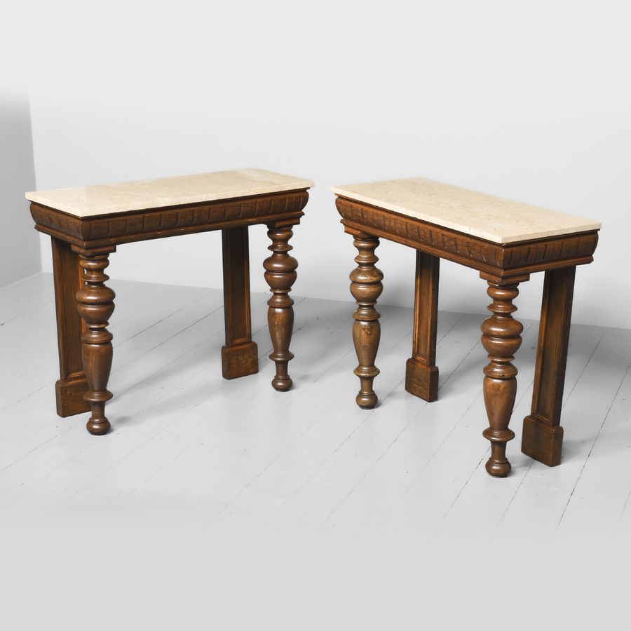 Antique Pair of Marble Topped Side Tables