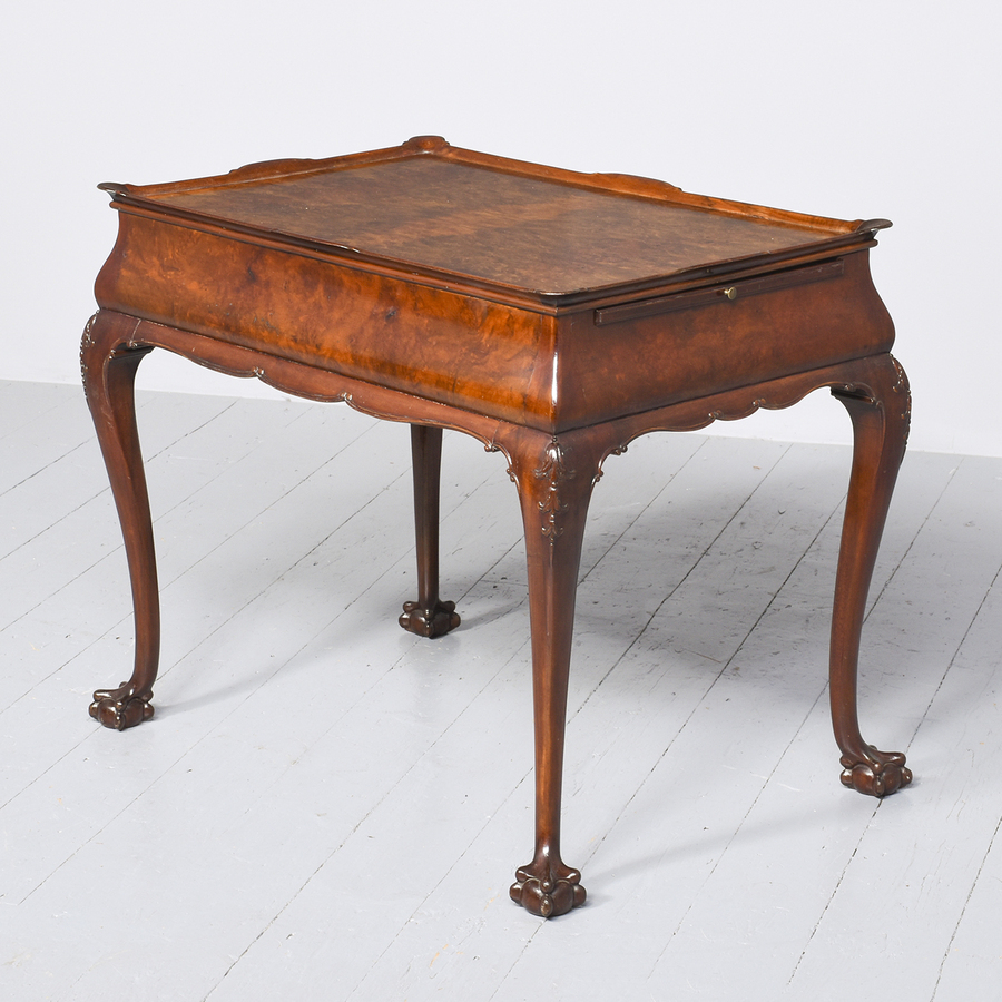 Antique Dutch Burr Walnut Silver or Side Table