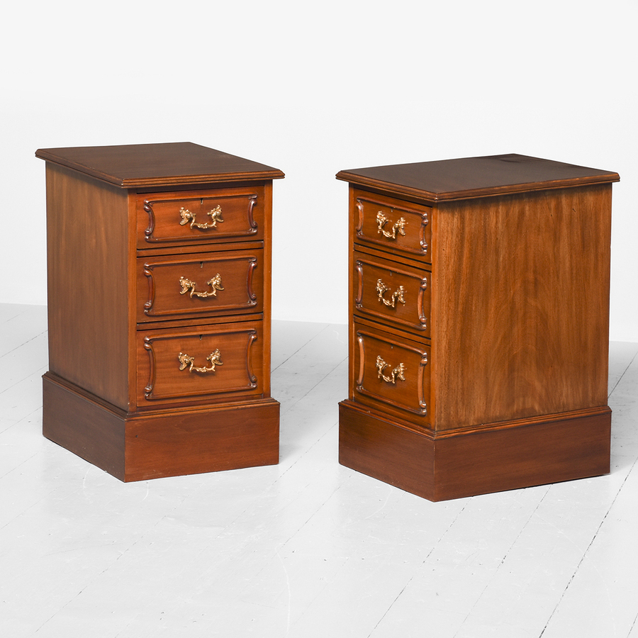 Pair of Mahogany Pedestal Bedside Cabinets