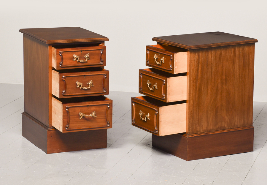 Antique Pair of Mahogany Pedestal Bedside Cabinets