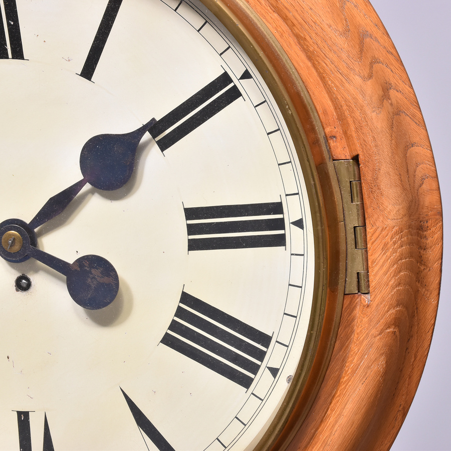 Antique Large Oak Fusee Wall Clock