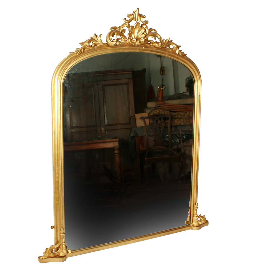 Antique Quality Gilded Overmantel Mirror