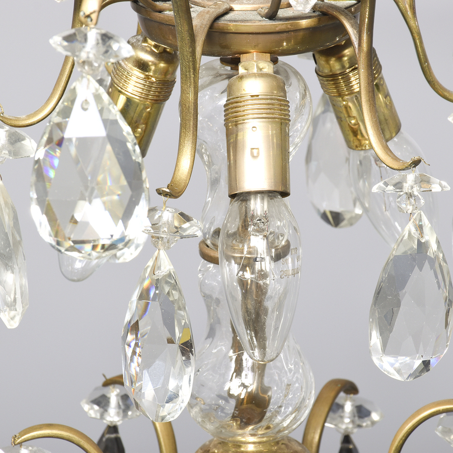 Antique Brass and Glass Chandelier