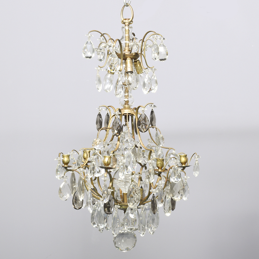 Antique Brass and Glass Chandelier