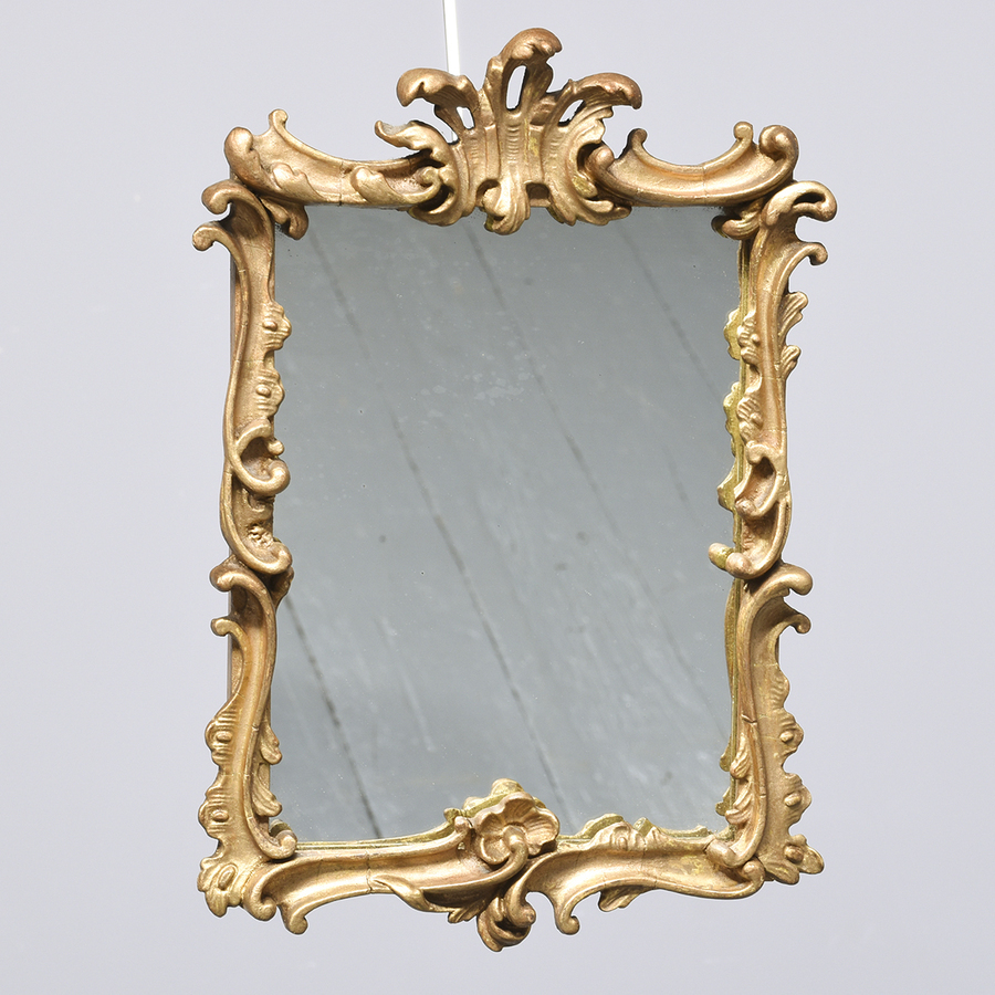 Antique Pair Of Mid-Victorian Small Rococo Gilt Framed Mirrors