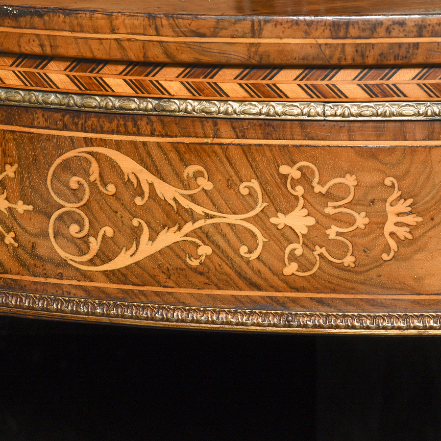 Antique Fine Quality Marquetry Inlaid, Ormolu Mounted Mirror Back Victorian Walnut Credenza