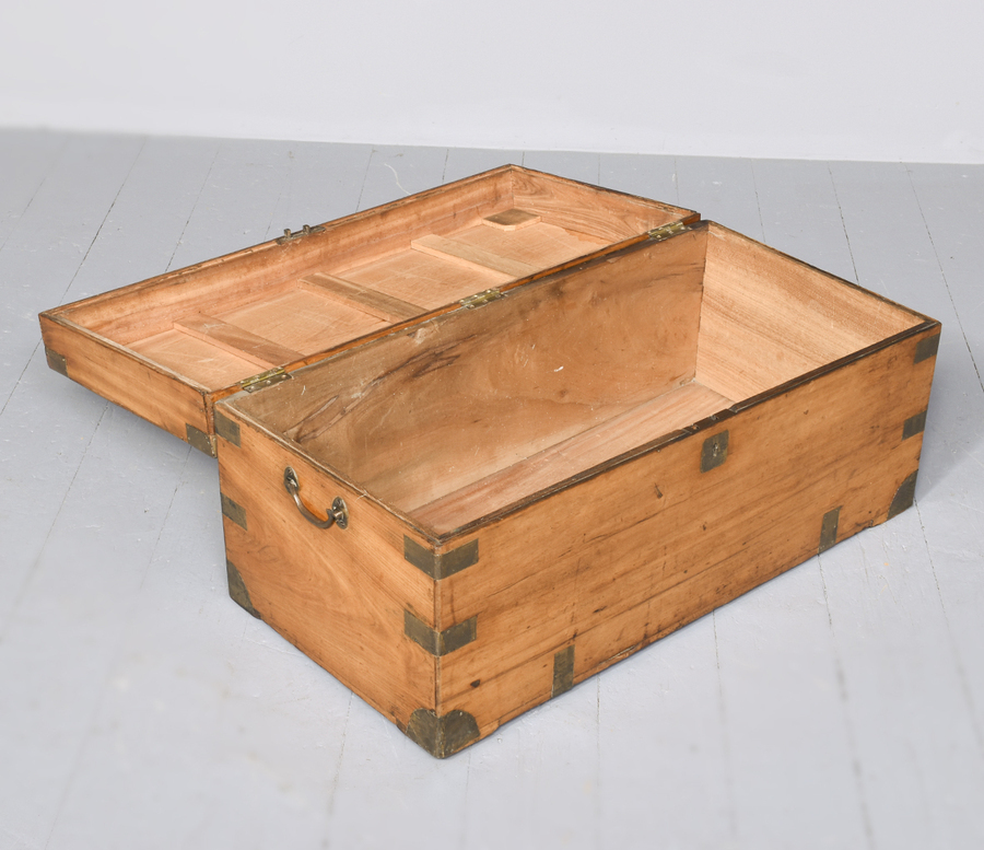 Antique Victorian Camphorwood Campaign Trunk with a Lovely Colour and Patina