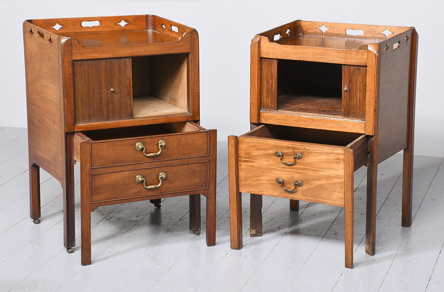 Antique Matched Pair of Attractive George III Mahogany Tray Top Lockers 