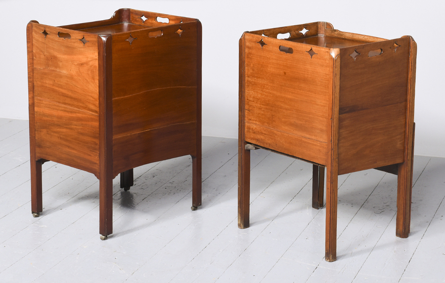 Antique Matched Pair of Attractive George III Mahogany Tray Top Lockers 