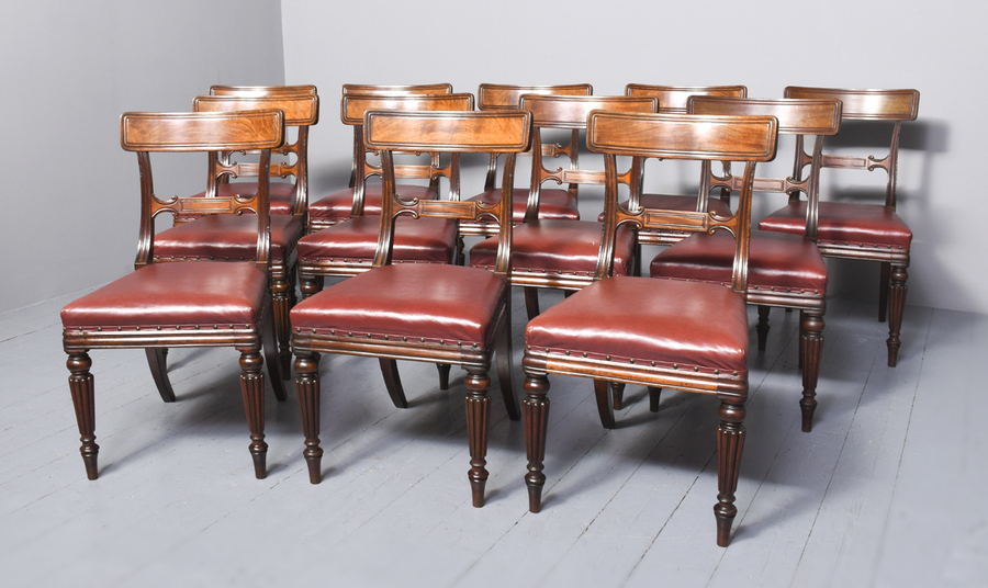 Antique Rare Set Of 12 Regency Mahogany Chairs Attributed to Gillows of Lancaster and London
